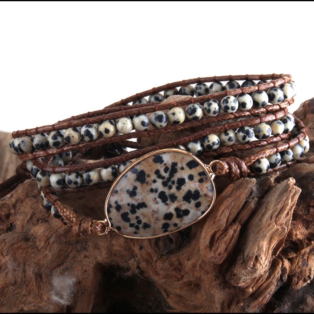 Boho style dalmation jasper layered bracelet